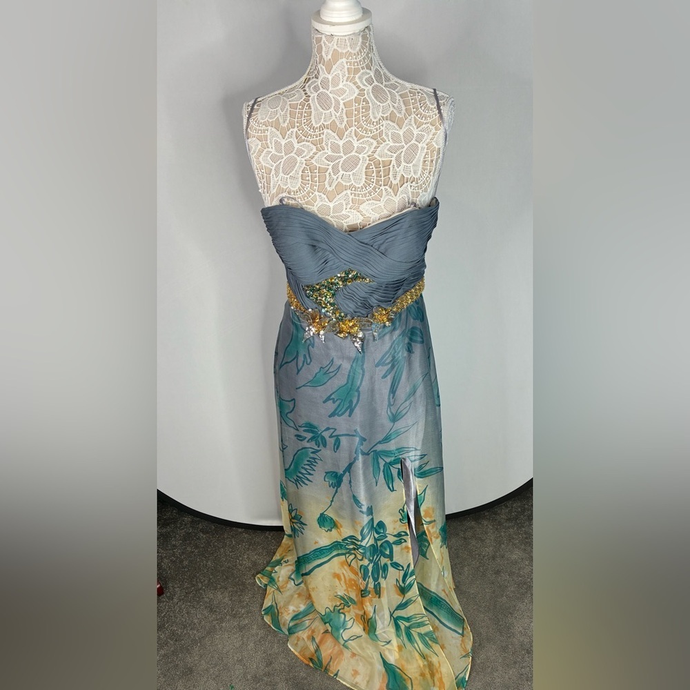 Faviana Couture beaded floral maxi gown Size 12